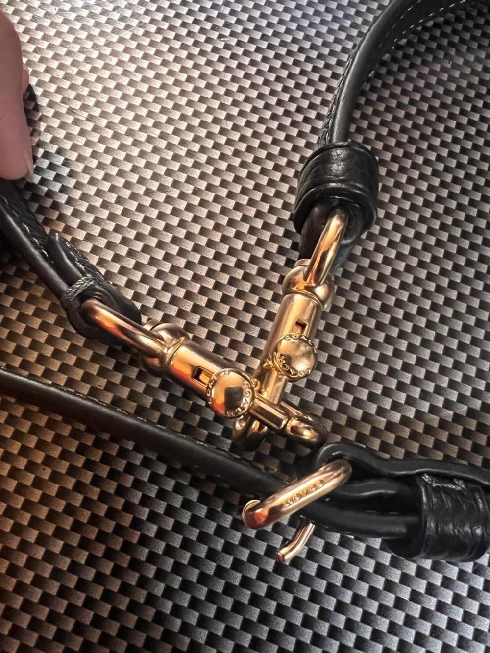 Coach Black Leather crossbody replacement Strap with Gold Hardware